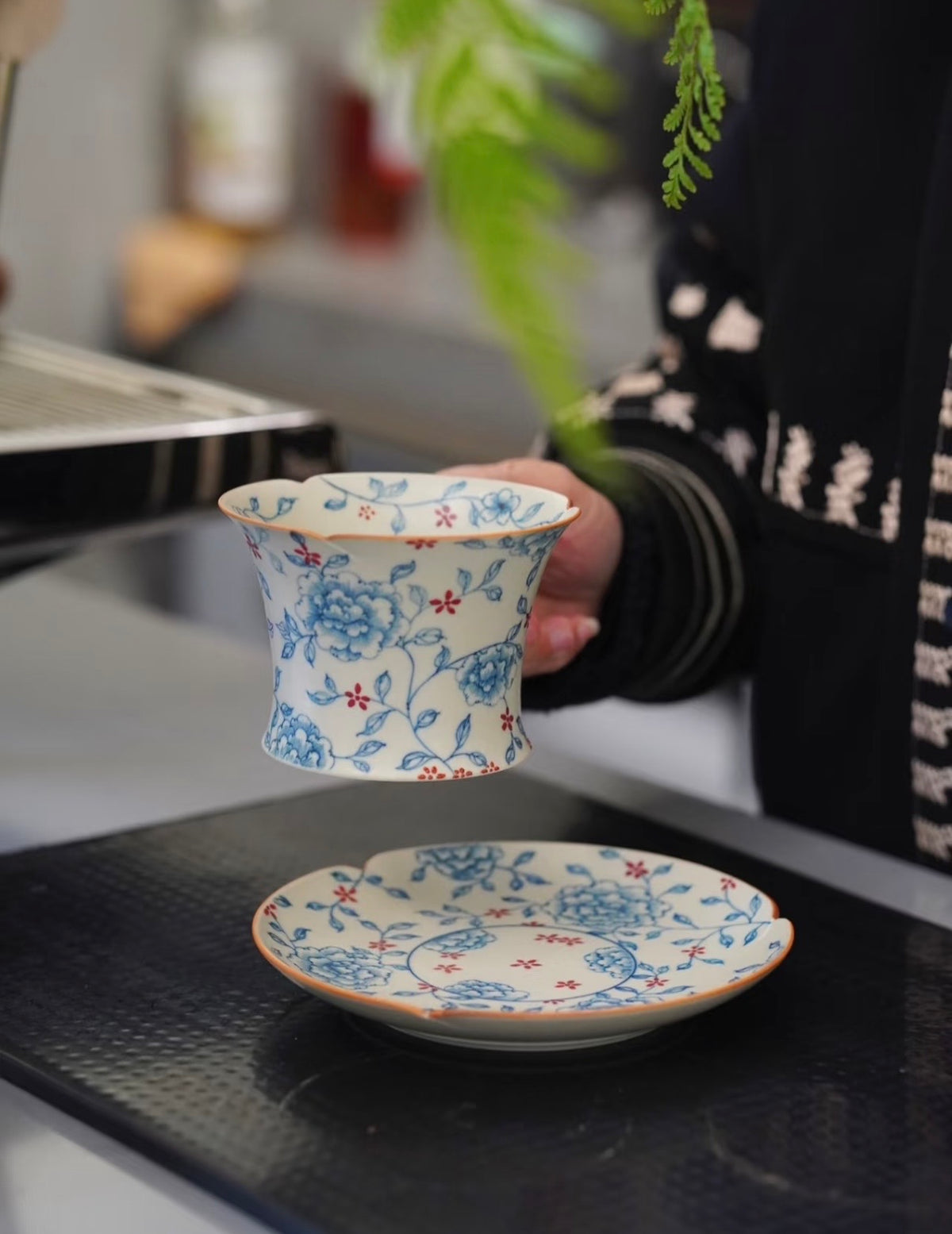 The Sky-Blue Peony Coffee Cup