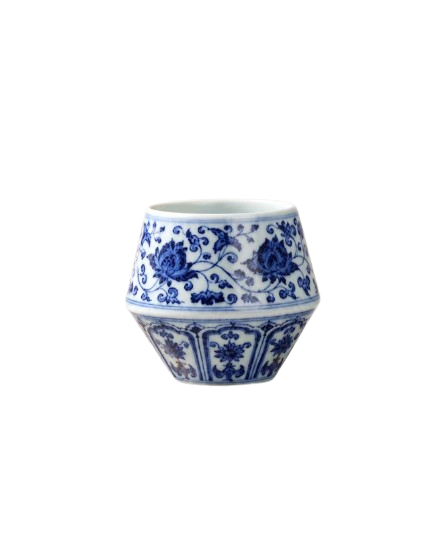Blue-and-white porcelain Star-Ridged Lotus Cup with an angular rim