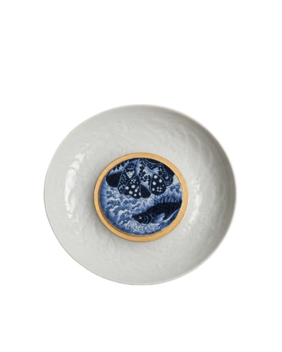 Blue-and-white Celestial Mandarin Fish porcelain jewellery dish