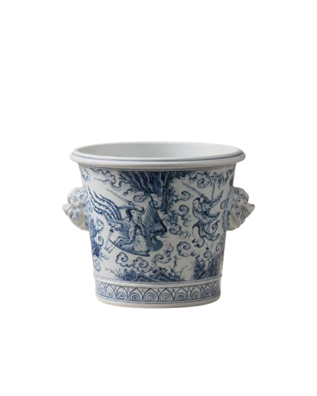 Blue-and-white porcelain Story Wine Cooler with lion handles