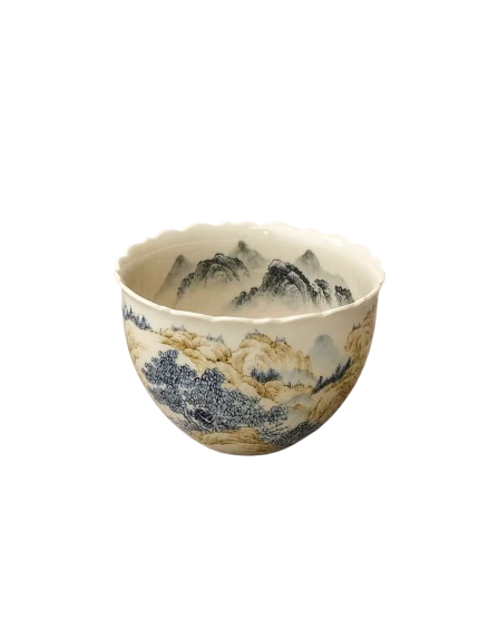 Mountains Within porcelain cup with landscape decoration